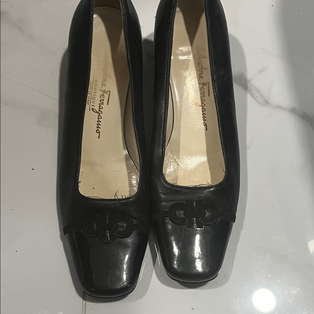Salvatore Ferragamo Black Leather Heels